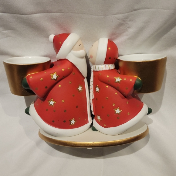 PartyLite Holiday Cheer Kissing Clauses Taper/TeaLite Holder in Box - Picture 2 of 7